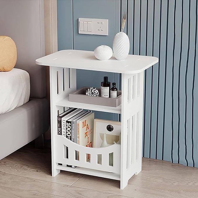 Simple Bedside Tables Small Nightstand for Bedroom, Bedside, Nightstands Storage Shelf, Sofa Table for Small Space,Double Layer.
