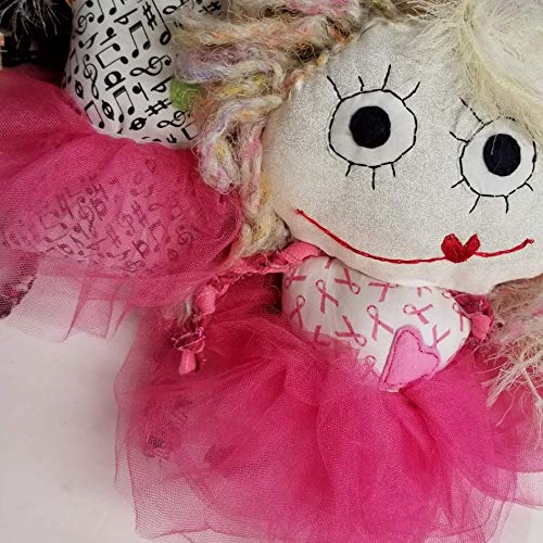 Handmade Big Hair Head Girly Pink Ribbon Doll - Thumbnail 4