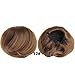 FESHFEN Bridal Hair Bun Updo Scrunchy Scrunchie Hairpiece Wig Hair Ribbon Ponytail Extensions Clips Straight Drawstring Hair Chignons Topknot Knot-12# Light Golden Brown