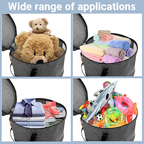Hat Storage Box for Travel fit Women Men, Large Round Foldable Toy Store with Dustproof Lid, Cowboy Hat Organizer, Stuffed Animal Toy Storage Bin, Collapsible Felt Hat bag, Stackable Big Hat Case