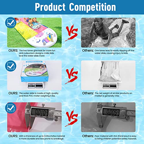 BOTHUA Slip and Slide, Slip n Slides with 2 Bodyboard for Kids and