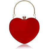Womens Velour Heart Clutch Bag Vintage Shoulder Handbag Ladies Elegant Purse for Wedding Evening