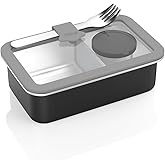 Bakpoco Stainless Steel Bento Box for Kid, 33oz Leak-Proof Lunch Box Containers with Adjustable Divider, Microwave-Safe, Metal Lunchbox for School Travel
