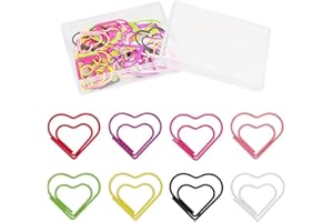 OWLFAVO 32pcs Heart Shape Paper Clips with Clear Box, 8 Colors, Funny Cute Paperclips Bookmarks Planner Clips for Fun Office Supplies School Gifts Wedding Decoration