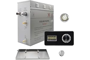 STEAM PLANET Superior Encore 9 kW Steam Shower Generator Kit with Horizontal Black Keypad, Drip Pan & White Light | Self-Draining Steam Bath Generator | One-click Connection Cord | Aromatherapy |