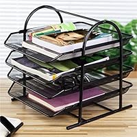 Codiak Metal Mesh Trays Desktop 4 Tier Letter Tray Desk Document A4 Paper Tray Black Black Office Organizers Storage Scratch Resistant Stackable