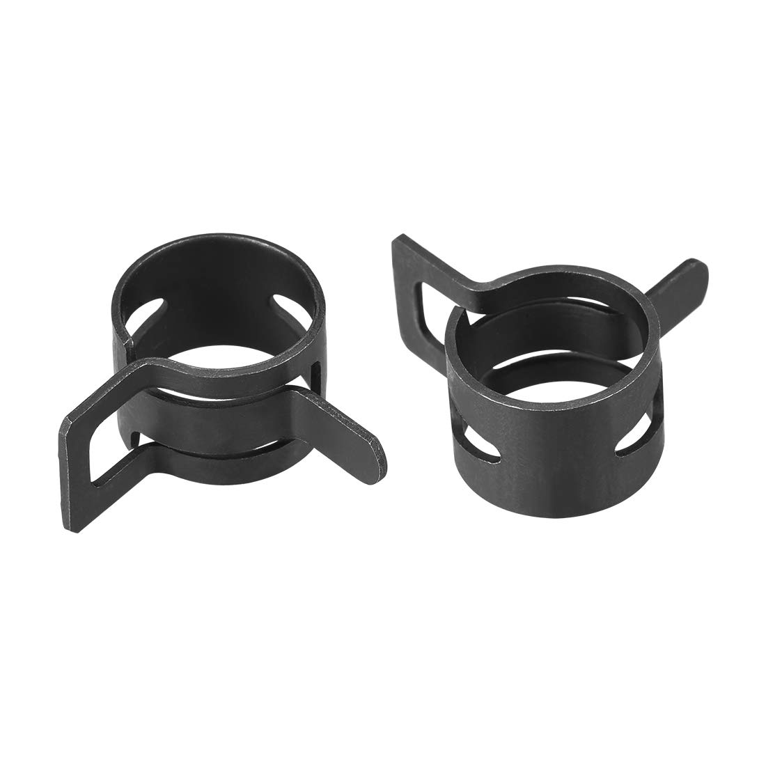 uxcell Steel Band Clamp 15mm Inner Dia Fit 15.5-16.2mm OD Hose Spring Band Type Action Fuel Line Silicone Tube Clip Clamp Black 20Pcs