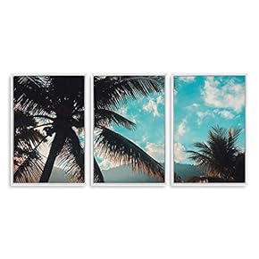 3 Piece Framed Canvas Wall Art for Living Room, Bedroom Vintage Tropical Palm Trees Canvas Prints for Modern Home Decoration Ready to Hang - 16"x24"x3 Panels