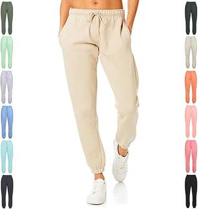 Light & Shade Women’s Fleece Joggers Drawstring Waist Black X Large