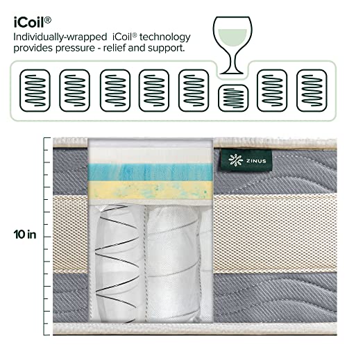 ZINUS 10 Inch Green Tea Cooling Gel Memory Foam Hybrid Mattress