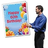 VictoryStore Jumbo Greeting Cards: Giant 60th Birthday Card (presents & balloons) 2' x 3' card with envelope