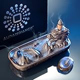 AurAmbiance Dragon Statue Backflow Incense Burner Holder with 30 Incense Cones & Bonus Healing Crystal + Upscale Gift Box