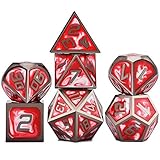 BRD Abstract Red DND Dice Set, 7 Pieces of Metal