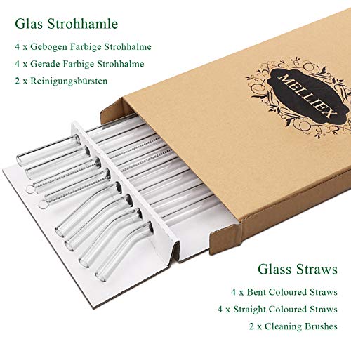 MELLIEX Glas Strohhalm Wiederverwendbar Glas Trinkhalme Eco Nachhaltige Strohhalme Für Cocktail Smoothie Tee, 8er Set… – Bild 8