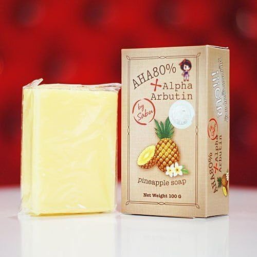 Alpha Arbutin + AHA 80% Pineapple Soap, Skin Whitening Lightening Bleaching by YadaShop