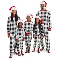 The Children's Place Kids' Baby/Toddler 2 Piece Family Matching, Festive Christmas Pajama Sets, Cotton, Black/White Check, 5T