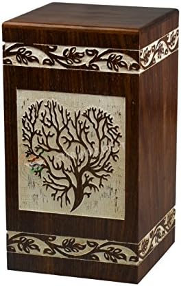 STAR INDIA CRAFT Rosewood Wooden Cremation Urn for Human Ashes - Original Tree of Life Urn Box for Ashes - Adult Funeral Urn - Premium Urn for Pets (250 Cu/in)