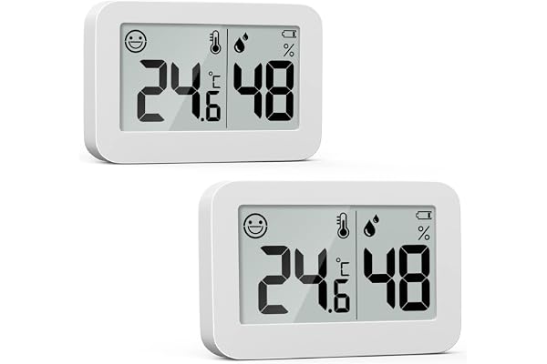 DOOMAY 2-Pack Mini Hygrometer Indoor Thermometer, Humidity Gauge with ℃/℉ Switch, Humidity Meter Digital Temperature Monitor
