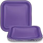 Unique Elegant Disposable Paper Neon Purple Square Dessert Plates - 7" (16 Ct) | Easy Cleanup and Quick Tidying Up - Perfect for Parties and Events