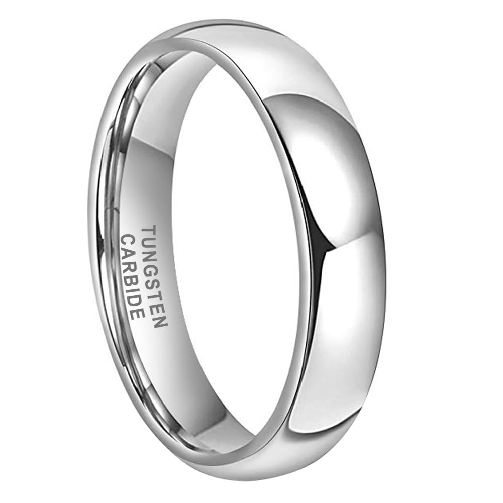 Photo 1 of TUTISS 5mm Tungsten Carbide Rings for Men Women Engagement Wedding Bands Domed Polished Shiny Comfort Fit Size 6