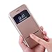 Nouske Smart Touch Case S-View Window Flip Cover/Magnetic Closure/Stand/TPU bumper/360 Protection for 5.5 inch iPhone 6 Plus/6S Plus, Gold