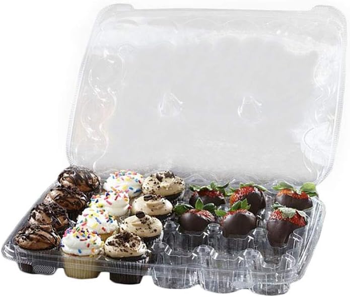 SabertKP224 Clear Hinged Cupcake Container for 24 Mini Cupcakes - Pack of 10