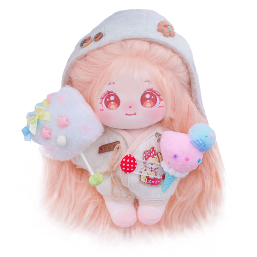 niannyyhouse 20cm Plush Doll Long Hair Girl Humanoid Stuffed Body no Attribute 8" Normal Body Wearable Clothing Dress Up Gifts (a-13-with Skeleton)