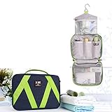 BUBM Nylon Waterproof Travel Anti Scratch Beauty Toiletry Bag Cosmetic Case With Wall Hook Hanger Big Capacity (Blue)