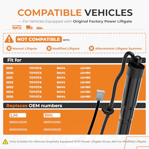 Autoexact Electric Liftgate Struts Fit for 2019-2025 Toyota Rav4, Power Liftgate Actuator, Rear Hatch Lift Support, Trunk Tailgate Struts Shock Replacement# 6892042020 6891042060 (Left & Right, 1Pair)