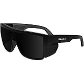 BOMBER Saftey Glasses for Men and Women, Dark Lens Safety Glasses with Square Matte Black frame, Removable Side Shields included, z87 Compliant - BZ103