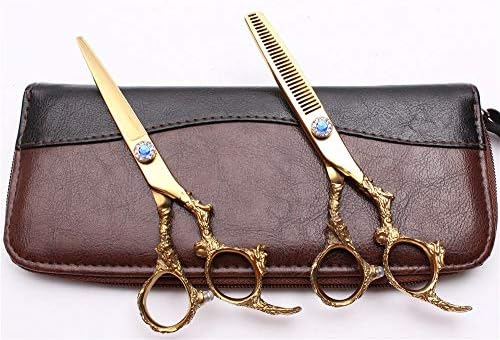 1 piece C9005 5.5 JP 440C Engraving Logo Gold Professional Hair Scissors Barber Scissors Thinning Shears Cutting Scissors Dragon Handle