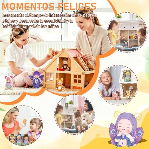 ZVXCABV 16 Piezas de Mini Muñecas Renacidas, Mini Muñecas Durmientes, Muñecas Realistas con Ropa Linda y Botellas de Leche, Adecuadas para Regalar Juguetes A Niñas, Juguetes para Niños (16)