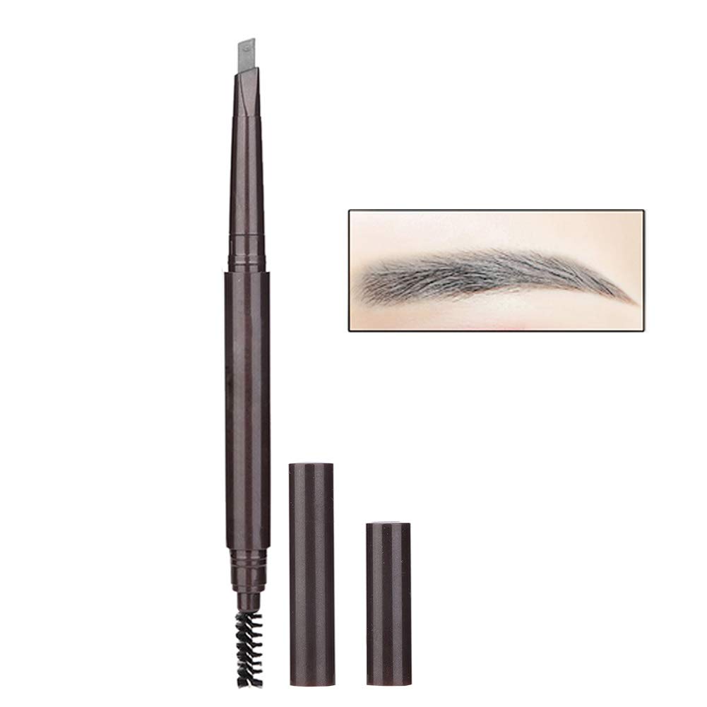 Dual-End Eyebrow Pencil with Brush Makeup Tool - Automatic Core Rotation Eyebrow Pen for Precise and Natural Brow Definition [4# Grey]