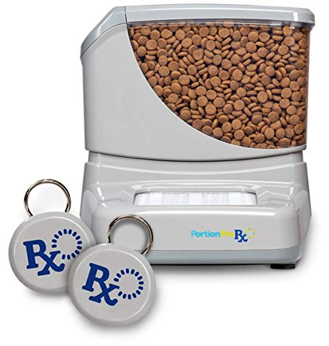 PortionProRx Automatic Pet Feeder (for Dogs and Cats) Bundle with Additional Tag (2 Tags Total) – Prevents Food Stealing Among Multiple Pets and Delivers Scheduled Meals