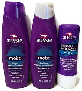 Image of Aussie Moist Shampoo and Conditioner, 13.5 Ounce Each, Plus 3 Minute Miracle Moist, 8 Ounce