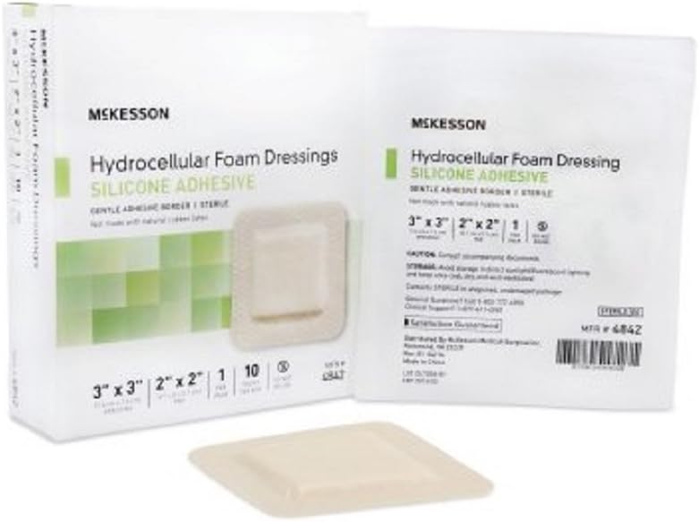 McKesson - Silicone Foam Dressing McKesson 4 X 4 Inch Square Adhesive with Border Sterile - 1/Each - McK