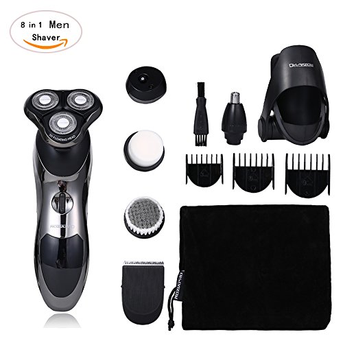 Electric Shaver,Beard Trimmer 8 In 1 Men Rotary Washable Rechargeable Wet & Dry Electric Shaver & Trimmer Grooming Kit, Men's Electric Razor, Facial Cleaning Brush,Nose trimmer Hair Clippers for Men