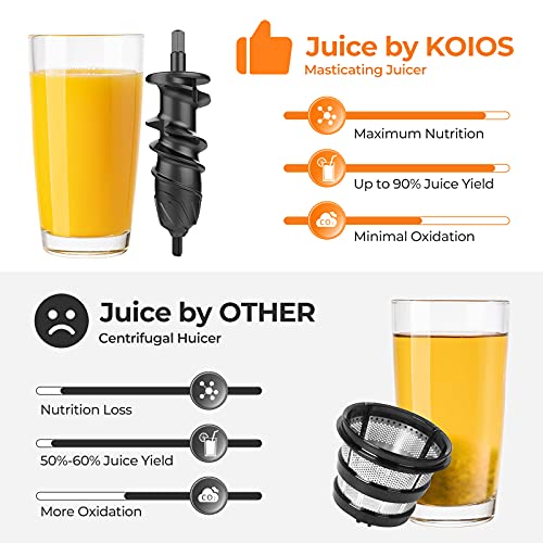 KOIOS Juicer Machine, Slow Masticating Juicer Vegetable and Fruit Easy