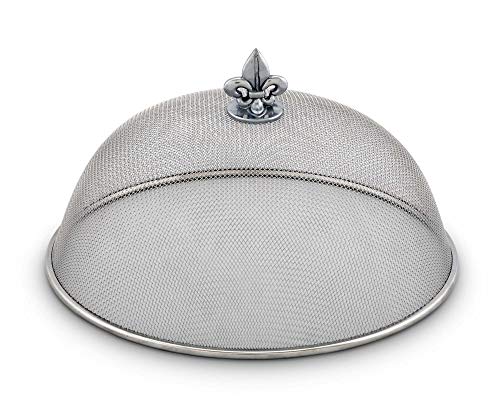 Arthur Court Stainless Steel Mesh Picnic Food Cover Protectors for Bugs, Parties Picnics, BBQs/Cast Aluminum Fleur de Lis Knob 5.5