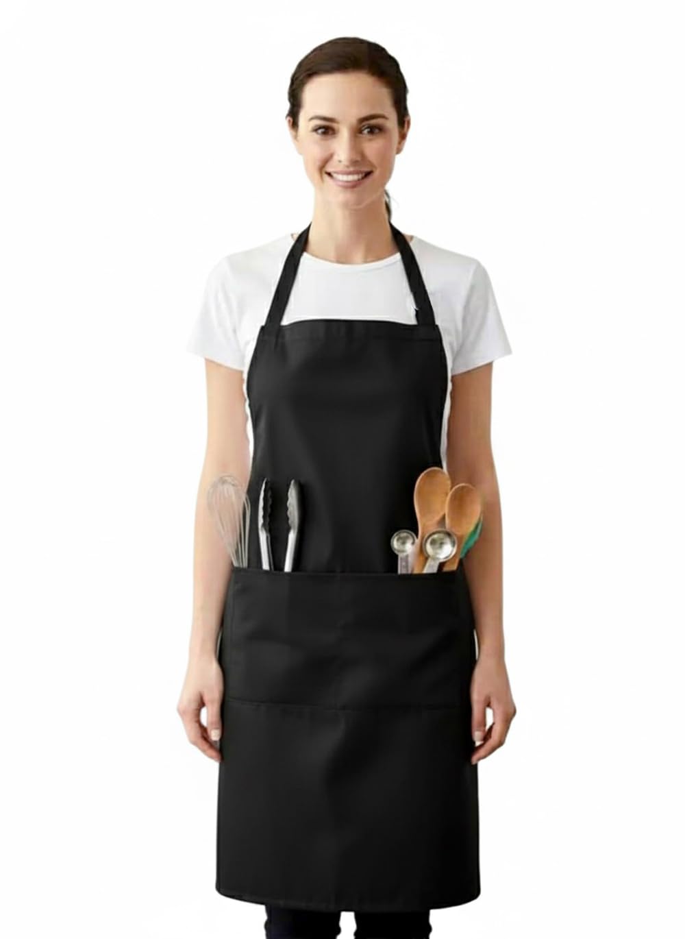 IBEX Unisex Bib Apron with Pocket, Professional Kitchen Apron for Chefs, Waiters, Cooks, Bar Staff, Catering, Black