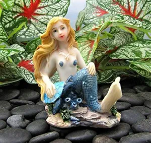 Diu Dang Miniature Fairy Garden Blue Tailed Mermaid w/Sea Turtle - Buy 3 Save $5 Diu Dang