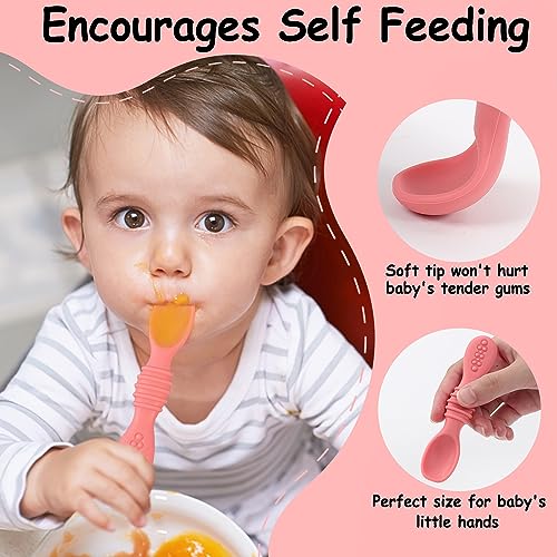 Baby Spoons Self Feeding 6+ Months 7 Pack Silicone First Stage Infant