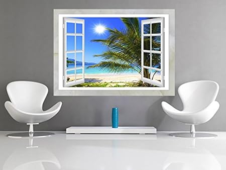 Carta Da Parati In Tnt Fotomurale Hit Quadri Murali 3d Illusione Ottica Carta Da Parati Sulla Fliselina Finestra Mare Cittadina 70x50 Cm Murando Adesivi E Murali Da Parete Arte Bepco Ee