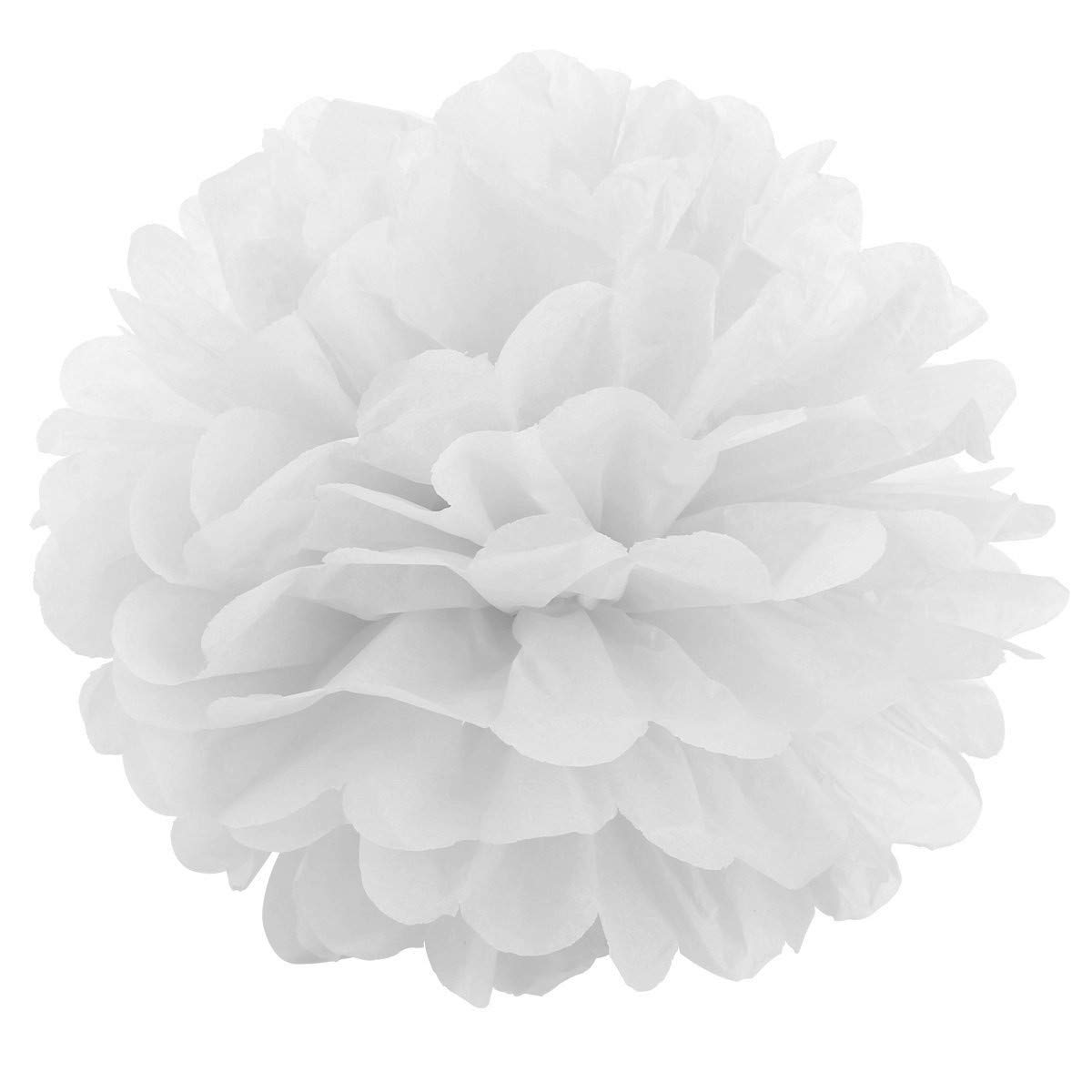 JZK 10pcs 25cm White Tissue Paper pom pom Hanging Ball Decorative Pompom Wedding Decorations for Party, Birthday, Baptism, Baby Shower, Holy Communion, Christening, Girls Bedroom, Paper Flower Balls