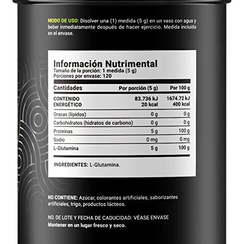 B Life Glutamina Micronizada 600 Gramos | 120 Servicios para Entrenamiento, Recuperación Muscular y Bienestar Integral