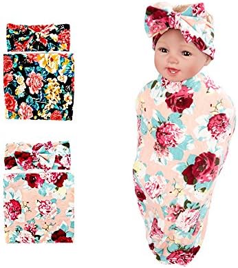 Hollyhorse Baby Blankets for Boys &amp; Girls,Newborn Lovely Beautiful Sleep Receiving Blankets| Swaddle Blankets with Gift Headband |Pack of 2 Sets