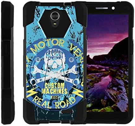 TurtleArmor | Compatible for ZTE Sonata 3 Case | Maven 2 Case | Chapel Case [Dynamic Shell] Hard Hybrid Cover Absorber Resistant Soft Silicone Dual Shell Kickstand - Custom Motor Skull