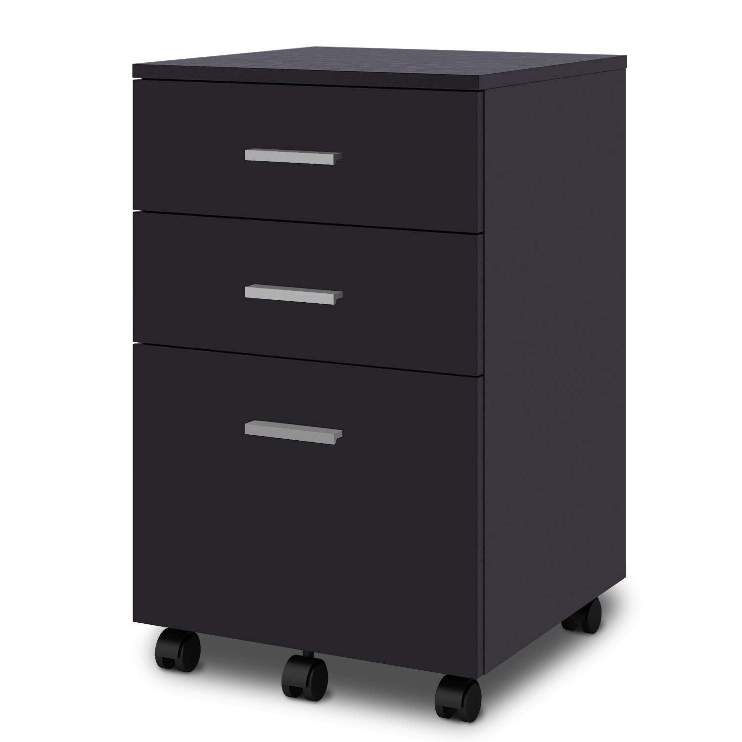 devaise mobile 3 drawer wood filing cabinet black home office furniture cabinets racks shelves