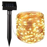 thriches Rope String Lights Outdoor Decoration Lights,20ft100 LED Waterproof Fairy Copper Wire Solar String Lights for Indoor Outdoor Patio,Lawn,Garden (Warm White)