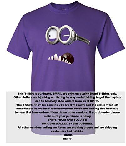 Evil Minion Purple T-Shirt 100% Cotton Preshrunk Graphic Tee (2XLarge)